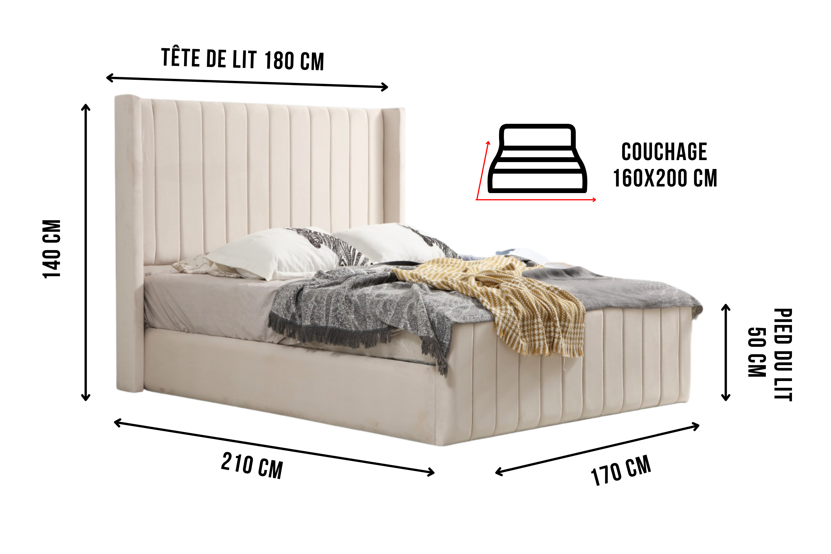 Cadre De Lit TOKYO BIANCA - Velours