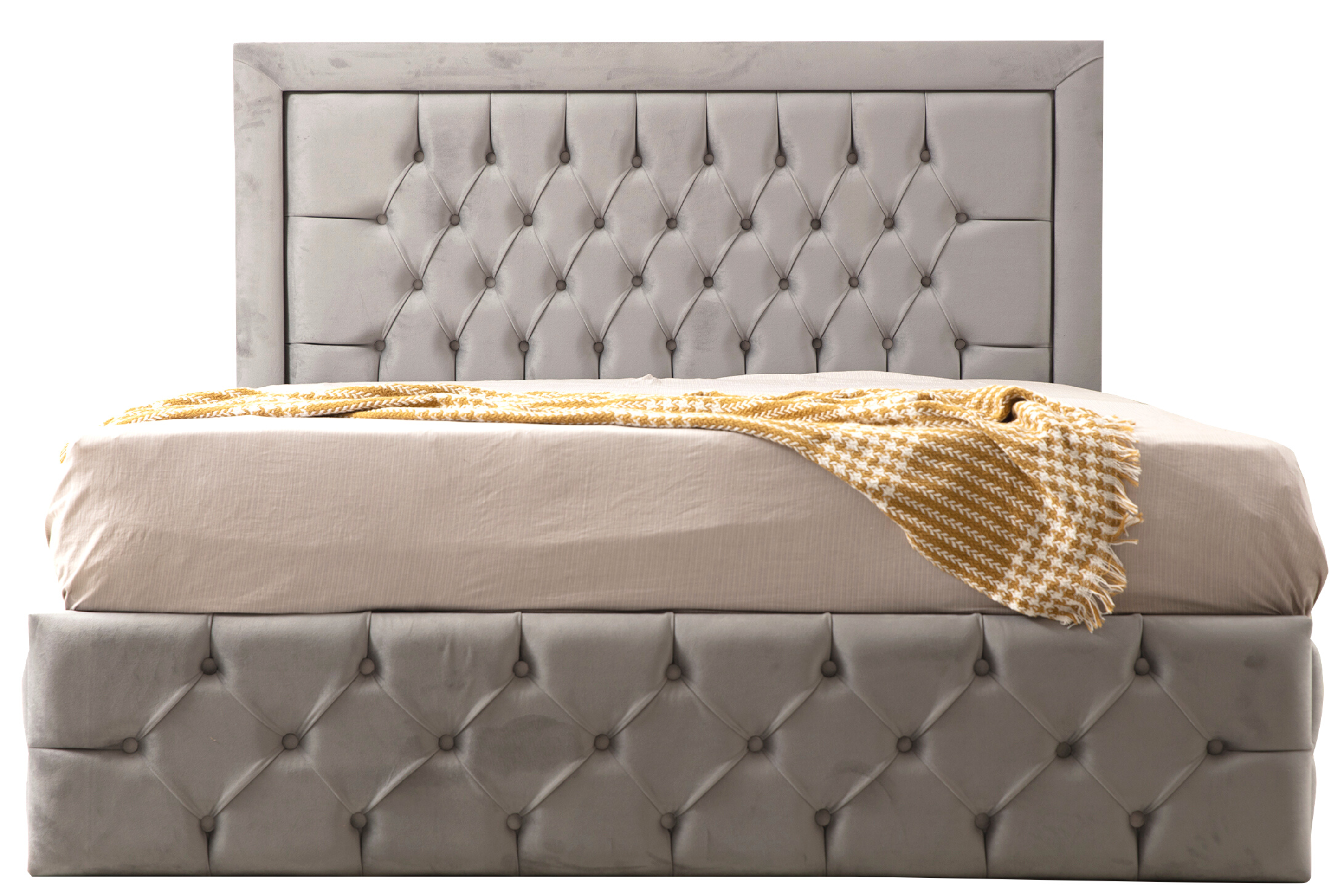 Cadre De Lit ROMA GRIS - Velours capitonné