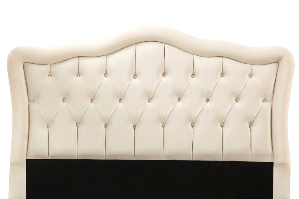 Cadre De Lit VENISE BLANC CASSE - Velours captionné strass