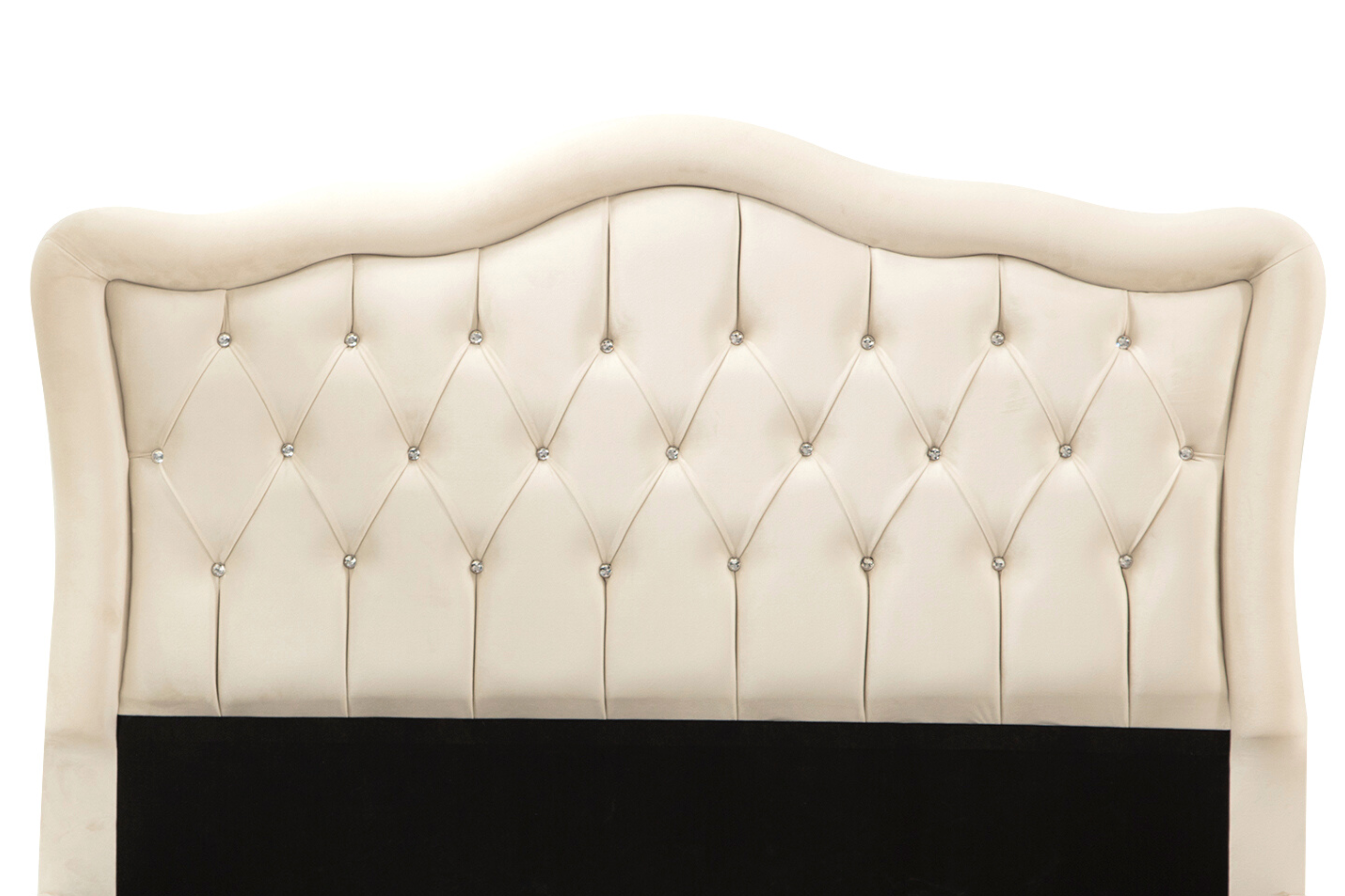 Cadre De Lit VENISE BLANC CASSE - Velours captionné strass