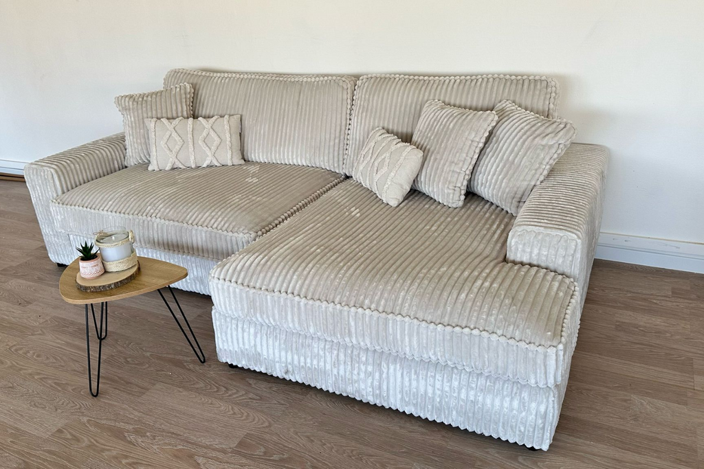 Canapé Mini LEXUS Côtelé Blanc Cassé