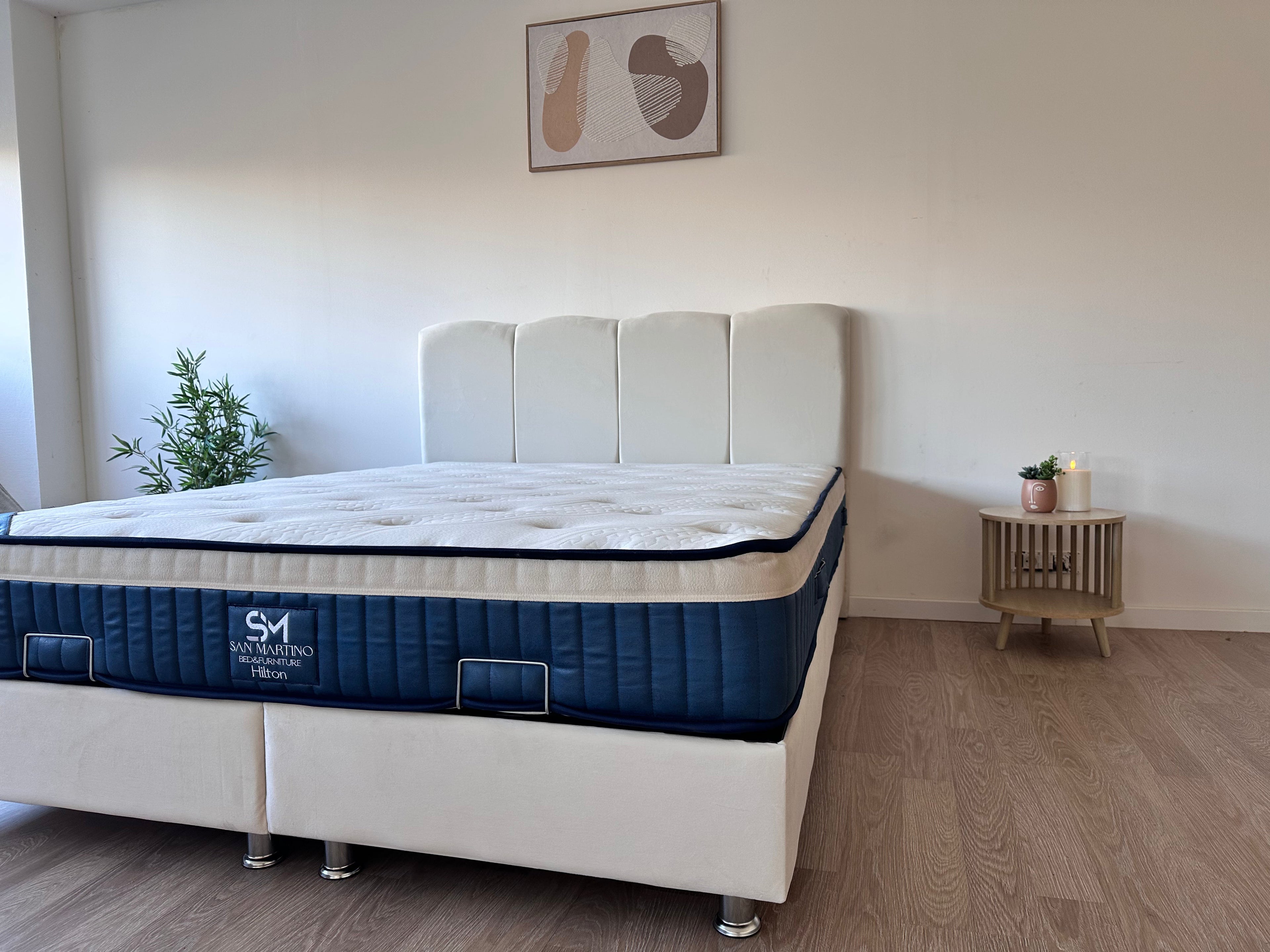 Lit Coffre CELIA Velours BLANC CASSÉ