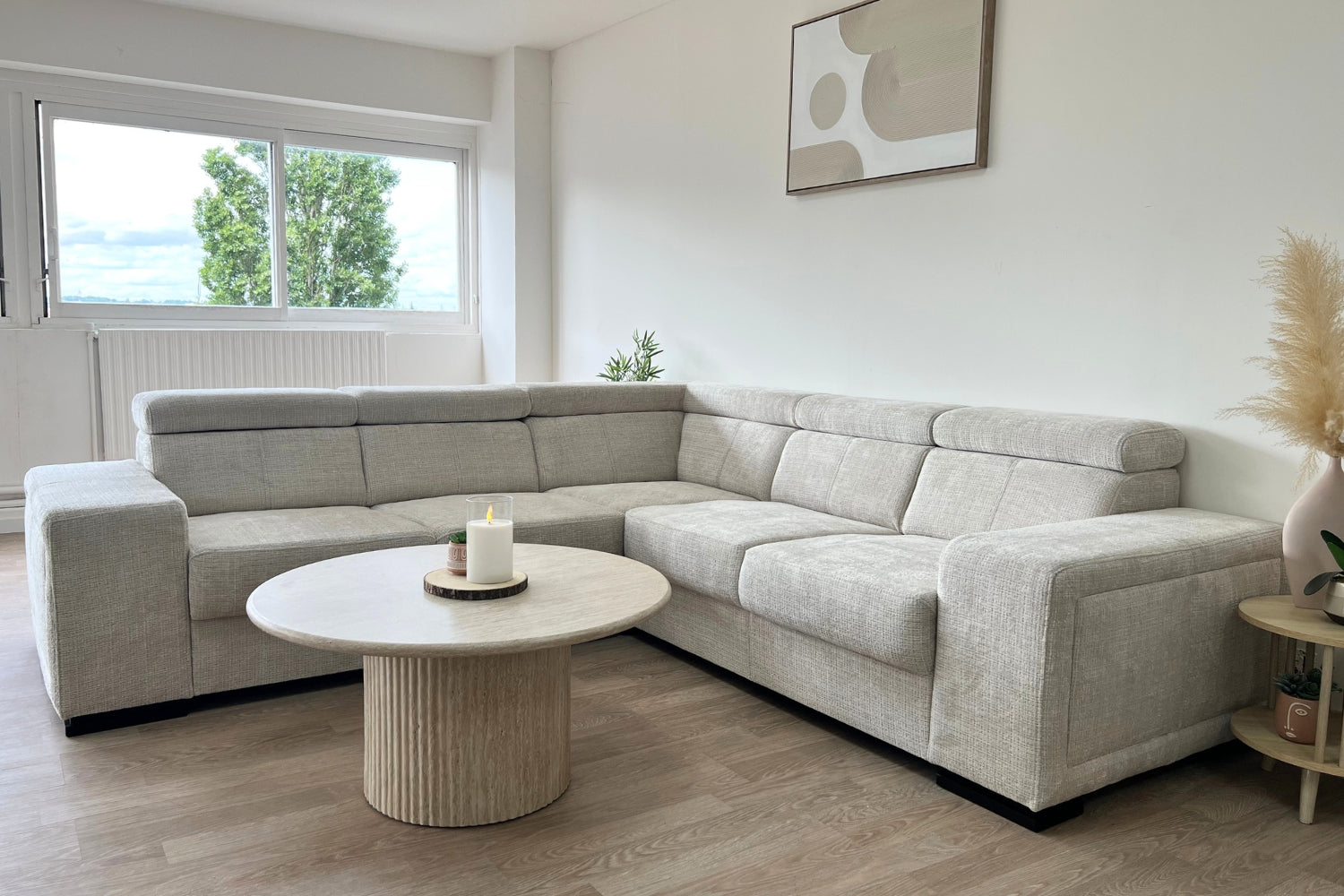 Canapé KAROLA Tissu Marbella Crème