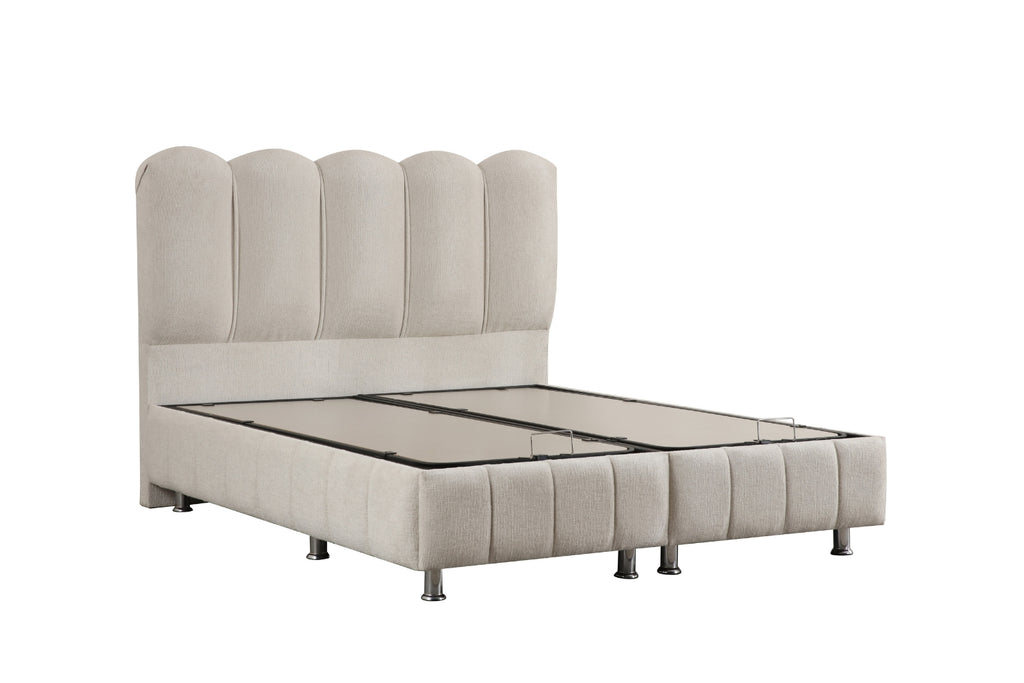 Lit Coffre EVA Chenille Blanc Cassé