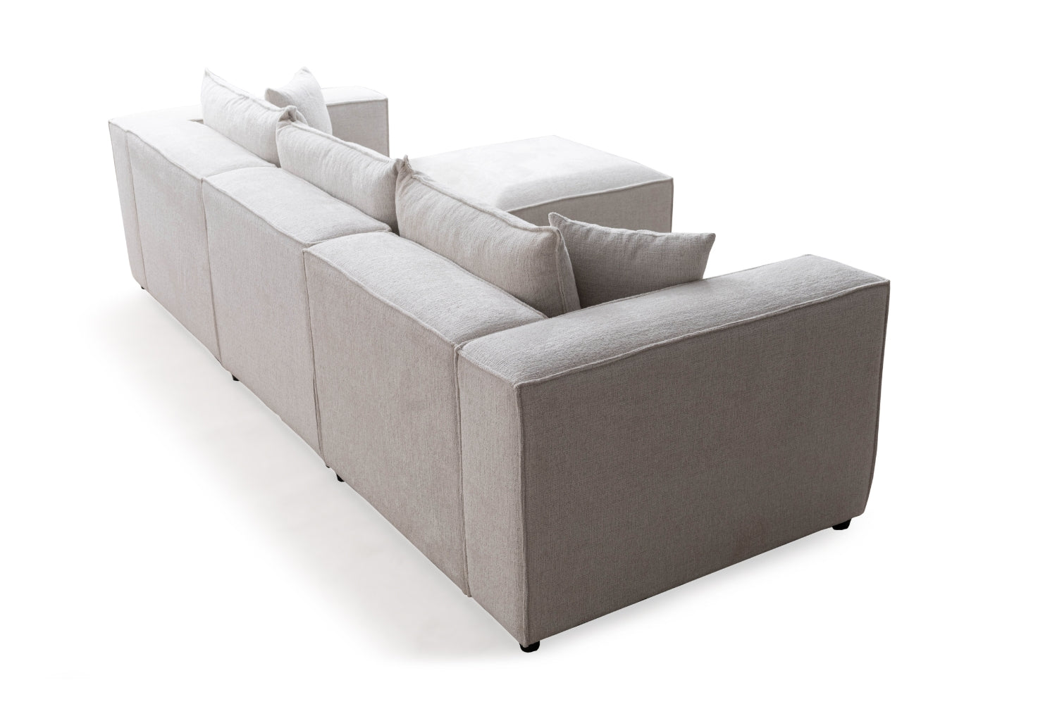 Canapé Elégance Chenille Modulable Blanc cassé 3+1 Pouf