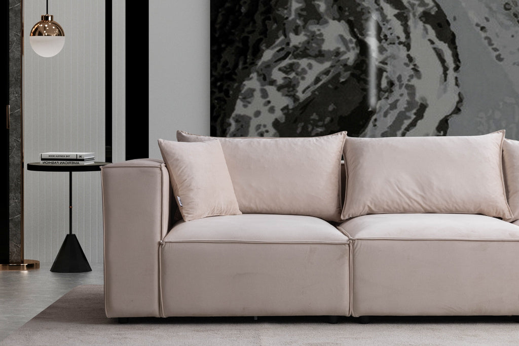 Canapé ELEGANCE Velours Modulable 4+1 Pouf