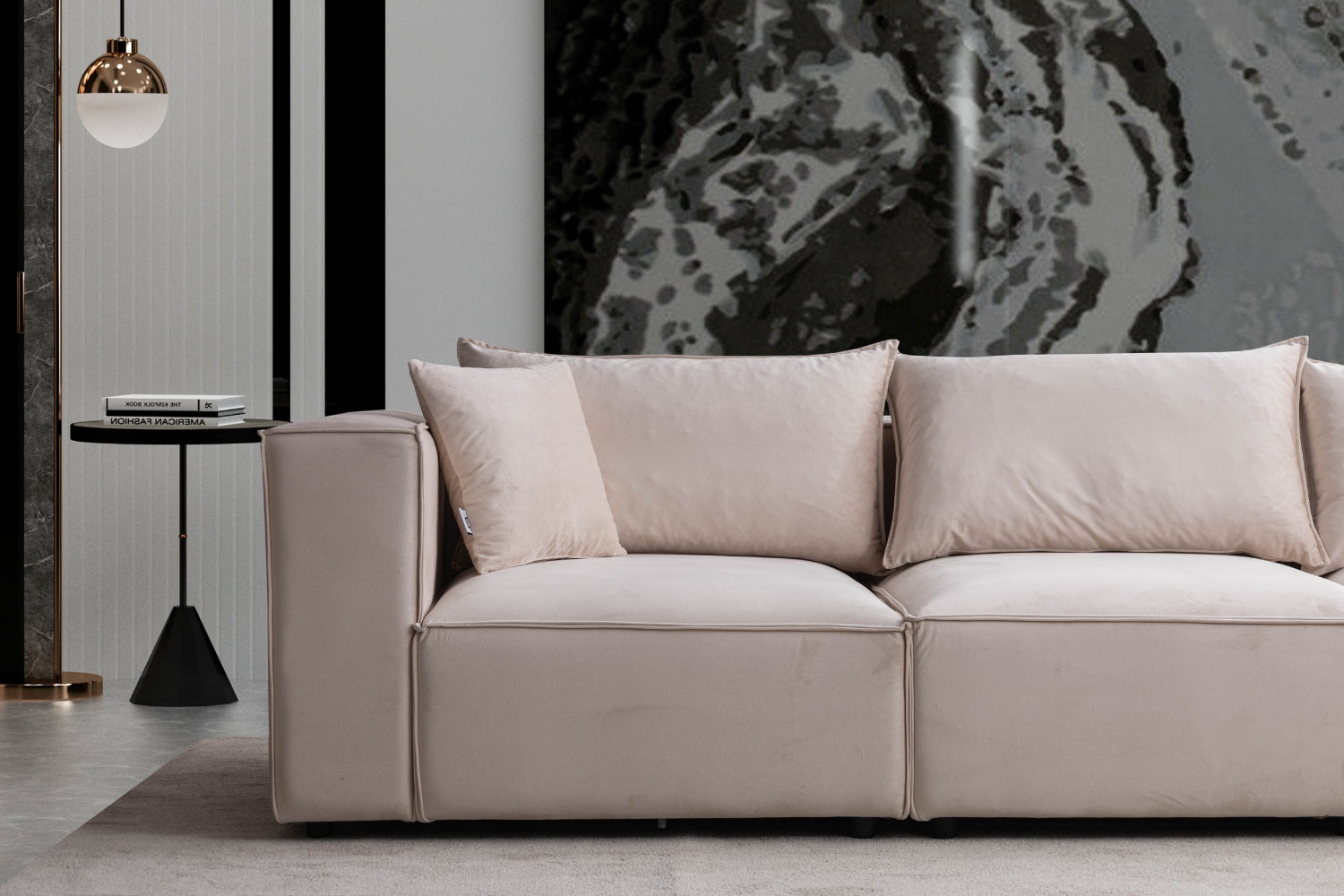 Canapé ELEGANCE Velours Modulable 4+1 Pouf