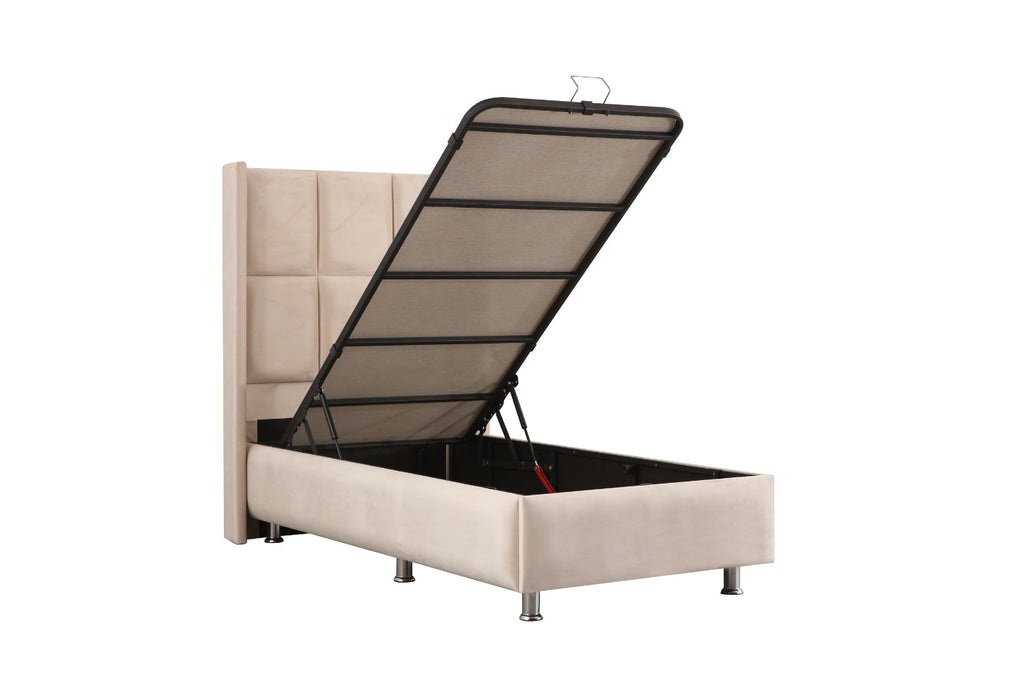 Lit Coffre Enfant RIO Velours Beige