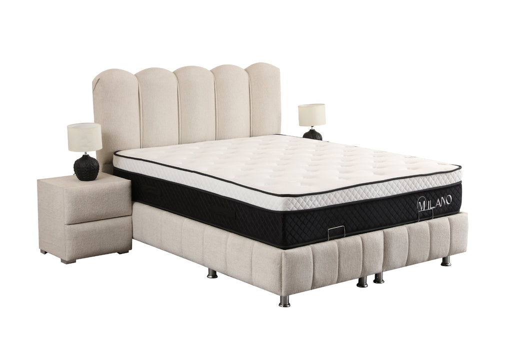 Lit Coffre EVA Chenille Blanc Cassé