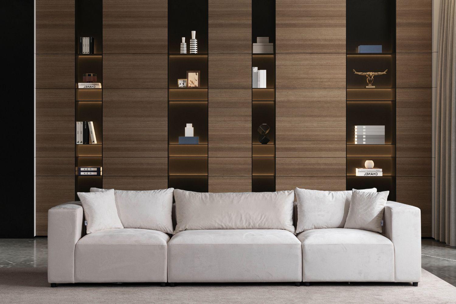 Canapé AZRA Modulable Velours Blanc cassé