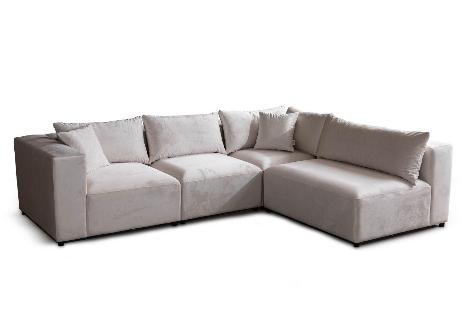 Canapé AZRA Modulable Velours Blanc cassé