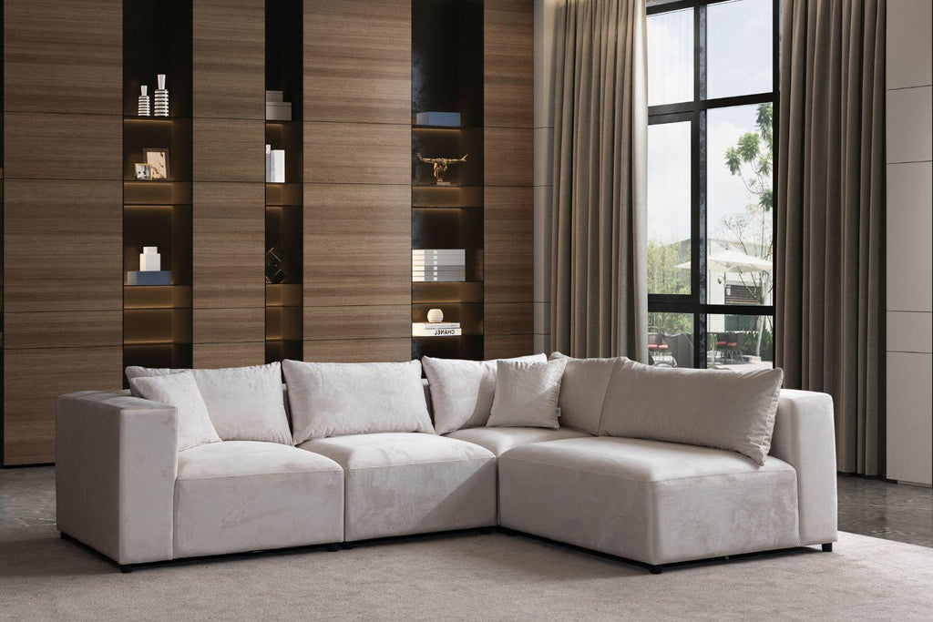 Canapé AZRA Modulable Velours Blanc cassé