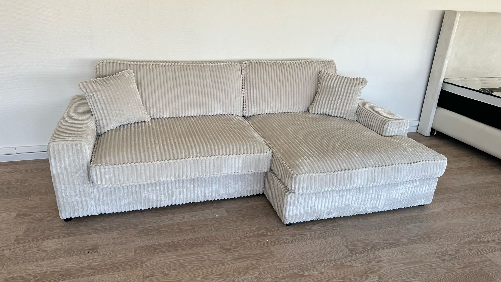 Canapé Mini LEXUS Côtelé Blanc Cassé